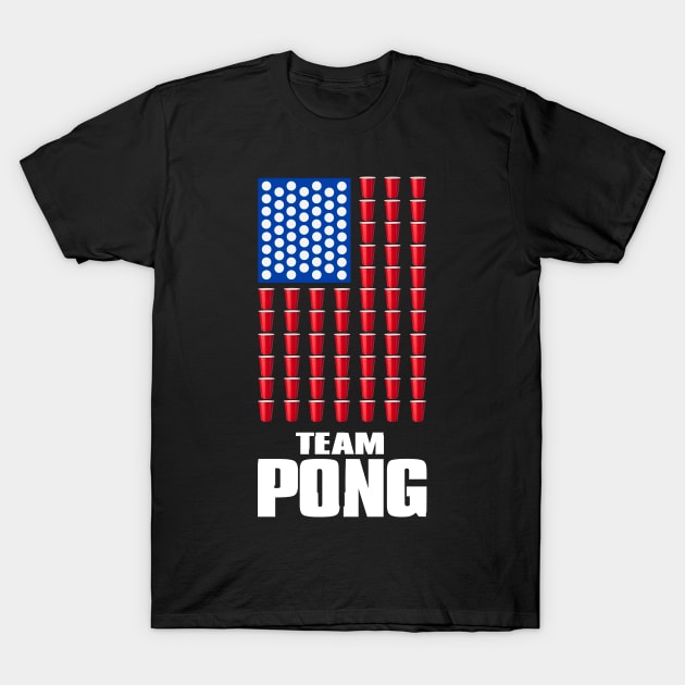 Beer Pong American Flag T shirt 4th of July  Merica USA T-Shirt T-Shirt by Pannolinno